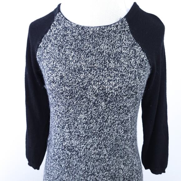 Ann Taylor Loft Fact Sweater Dress Black White, Small, 3/4 Sleeves Neutral Wool - Picture 6 of 8